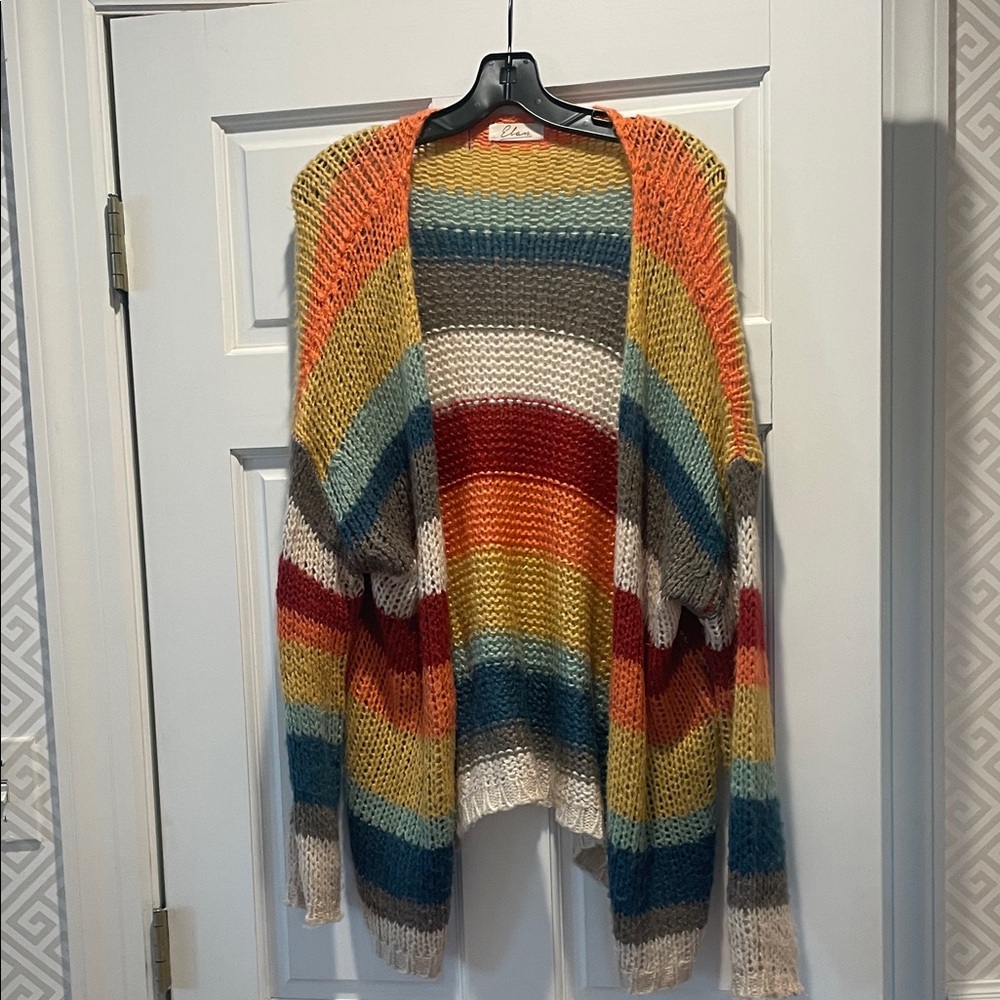 Elan Vibrant Striped Cardigan